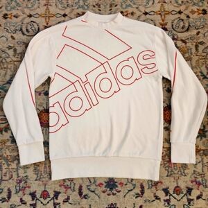 Adidas Womens White Mauve Oversized Pullover Sweatshirt lightweight Top, sz  SZ